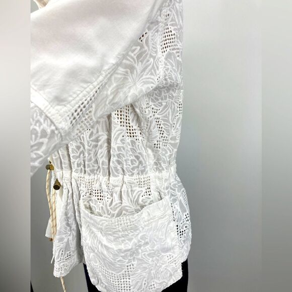 Anthropologie Eyelet Lace Anorak White Jacket Size S - Picture 4 of 9